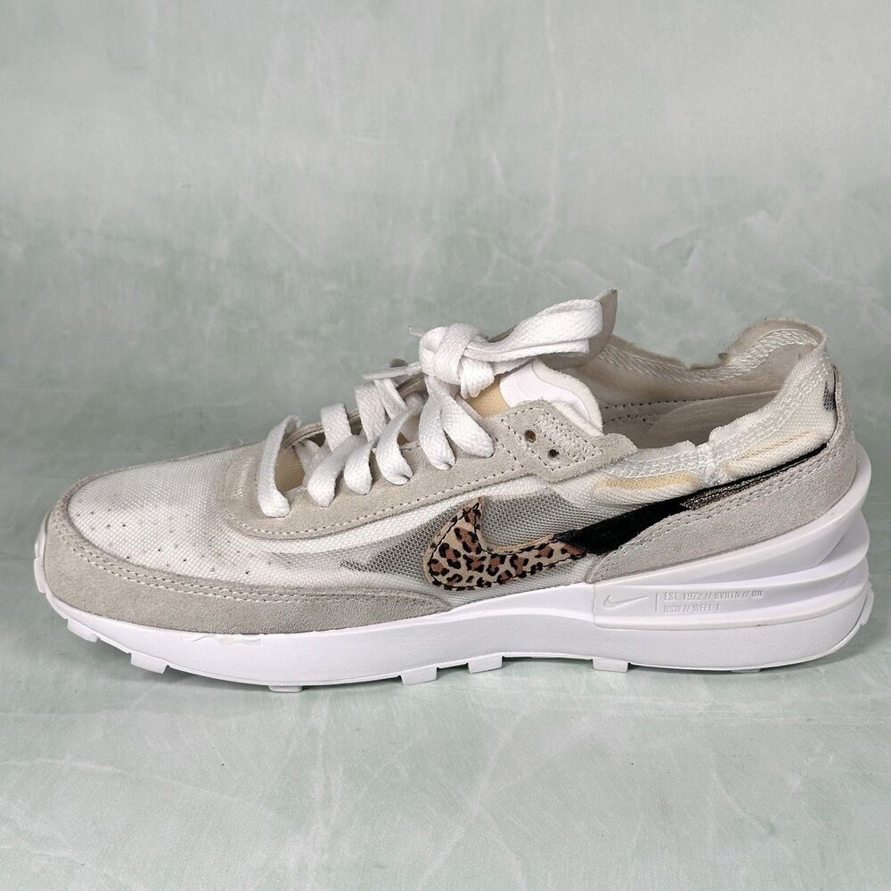Nike Shoes Women’s Size 7.5 Waffle One SE Leopard White Sneakers DJ9776-100 - Picture 8 of 15